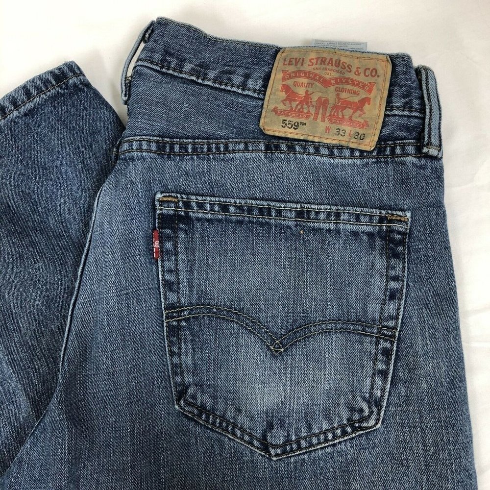 Mens Levi Strauss 559 W33 L30 Jeans Medium Wash - Picture 3 of 10